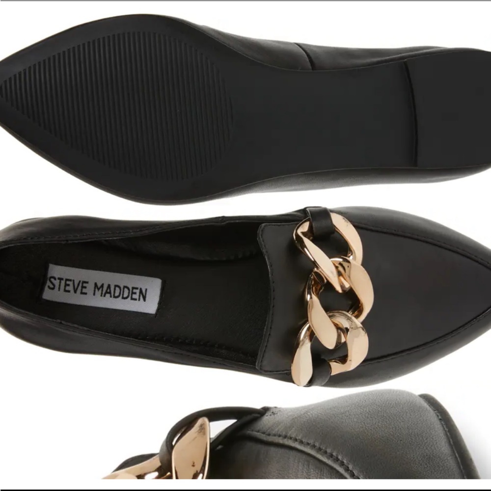 Famed Chain Detail Leather Dress Flats - Picture 3 of 4